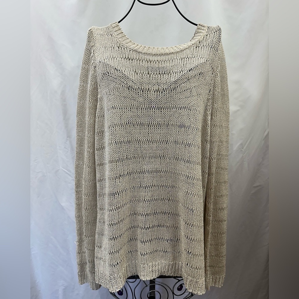 Lane Bryant tan crochet sweater